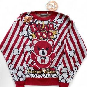 Hysteric Glamour Red and White Bear Pop Sweater